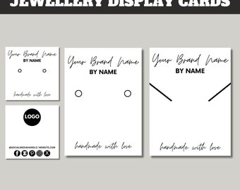 Plantilla de tarjeta de exhibición de joyería editable/ Tarjetas de exhibición de aretes imprimibles/ Plantilla de tarjeta de exhibición de joyería personalizada/ Plantilla de empaque de aretes