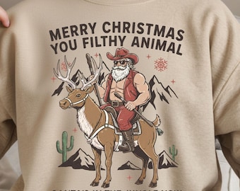 Papá Noel vaquero retro PNG: Hola Navidad retro PNG (Descarga digital)