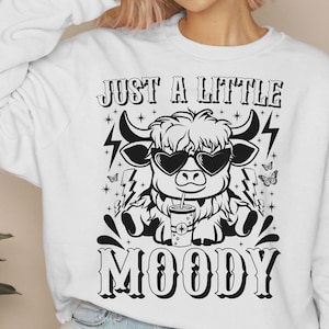 Just A Little Moody SVG PNG| Highland svg| Funny Heifer Highland Cow Png| Iced Coffee Funny Cow Png| Cute Cow Svg| Sarcasm Svg Png