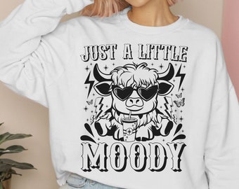 Just A Little Moody SVG PNG| Highland svg| Funny Heifer Highland Cow Png| Iced Coffee Funny Cow Png| Cute Cow Svg| Sarcasm Svg Png