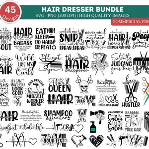 Kapper SVG PNG-bundel| Haarstylist Svg| Kapper Gereedschap Png| Bloemen Kapper Png| Grappige kapper Svg| Schoonheidsspecialist Svg