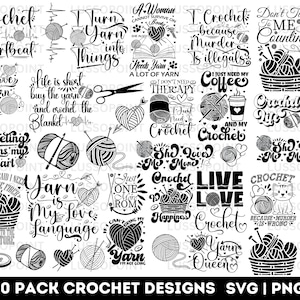 Crochet Mega SVG Bundle| Knitting Funny Quotes SVG Bundle| Sarcastic Knitting Signs svg| Knitting svg| Knit Yarn svg| Crochet Life Svg