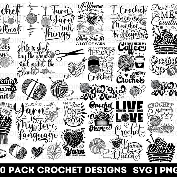 Crochet Mega SVG Bundle| Knitting Funny Quotes SVG Bundle| Sarcastic Knitting Signs svg| Knitting svg| Knit Yarn svg| Crochet Life Svg