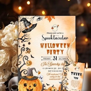 Editable Kids Halloween Party Invitation Calling All Monsters Invitation, Halloween Birthday Party Invitation Template, Halloween Invitation