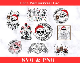 Christmas Skulls Bundle Designs SVG| Christmas Skeleton svg| Funny Christmas svg| Christmas Bundle PNG| Winter Season Png| Skeleton Bundle