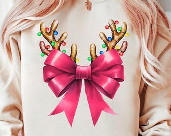 Reindeer Coquette Christmas Lights Png, Reindeer Sublimation design, Coquette Christmas Lights Png, Digital download