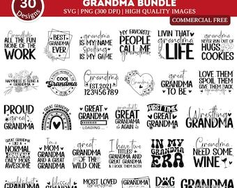 Grandma SVG PNG Bundle| grandma shirt svg| blessed grandma svg| grandparents svg| mom svg| grandma heart svg| mother's day svg| nana svg