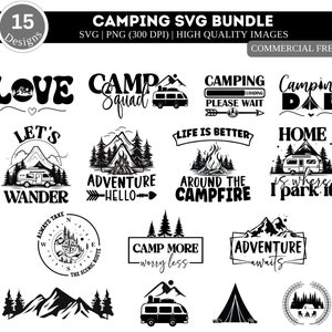 Pacote SVG de acampamento | Campista Svg| Vida no acampamento Svg| Acampamento SVG| Fogueira Svg| Arquivos de corte de acampamento | Provérbios do acampamento | Acampamento Png| Montanha Png| Pai Acampamento Png