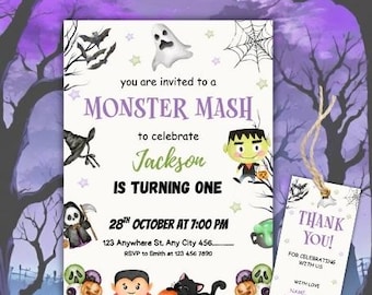 Kids Halloween Party Invitation Calling All Monsters Invitation, Editable Monster Mash Halloween Birthday, Halloween Birthday Invitation