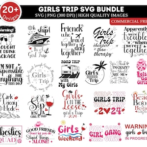 Girl's Trip 2024 SVG-bundel| Meisjesweekend 2024 Svg| Besties reis SVG| Meisjes vakantie Svg| Meisjesavondje uit| Roadtrip-svg| Meisjesreis Svg