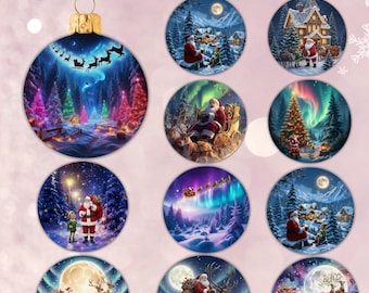 Christmas Night Ornament: Round Christmas Designs (Digital Download)
