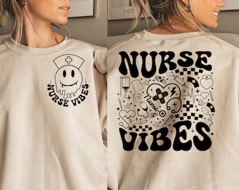 Funny Retro Nurse SVG PNG| Boho Nurse Svg| Nurse shirt Png| Cool Nurse Shirt Designs Front Back Svg|  Mockup Included