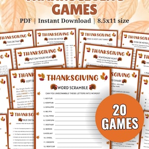 Thanksgiving Games Bundle, Thanksgiving Games for Adults Kids, Thanksgiving Party Games, Thanksgiving Game Printable, Friendsgiving games