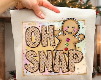 Oh Snap Gingerbread Man PNG, Christmas Png, Preppy Gingerbread Man Png (Design Sublimation)
