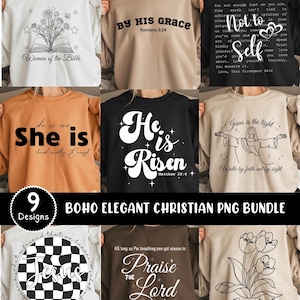 Boho élégant chrétien Png Bundle, verset de la Bible Png, sublimation religieuse Design Bundle, Dieu Jésus Png Bundle (téléchargement numérique)