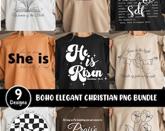 Boho Elegant Christian Png Bundle, Bible Verse Png, Religious Sublimation Design Bundle, God Jesus Png Bundle (Digital Download)