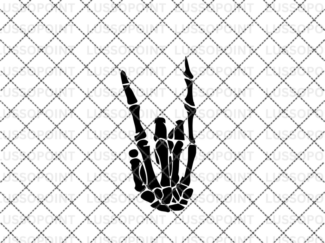 Skeleton Rock Horns SVG Free Mockup Included Rock and Roll Etsy