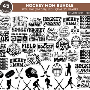 45 Pack Hockey Maman SVG Bundle| Hockey SVG| Maman de hockey SVG| Fou fier toujours fort maman Svg| Cadeau pour maman Svg| Maman sportive Svg| Jour de match svg
