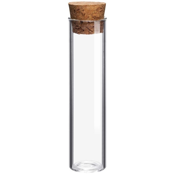 Glass Tube with Cork. Pack Sizes of 1,6,12 and 48
