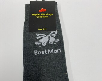 Chaussettes grises pour homme, cadeau de mariage (taille 6-11)