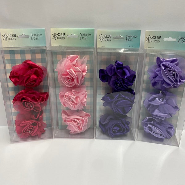 Grandes roses en ruban d'organza satiné avec un clip. Ruban de roses. Ruban d'organza roses. Ruban de satin roses. Ruban lilas Rose Ruban rose Rose