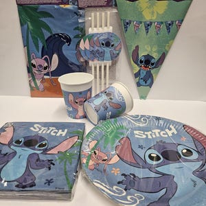 Lilo and stitch partyware. stitch party plates, stitch party cups, stitch party napkins. lilo and stitch party. stitch licensed partyware.