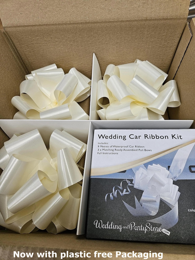 Ivory Wedding Car Ribbon Kit: 3 Pull Bows & Ribbon - Etsy UK