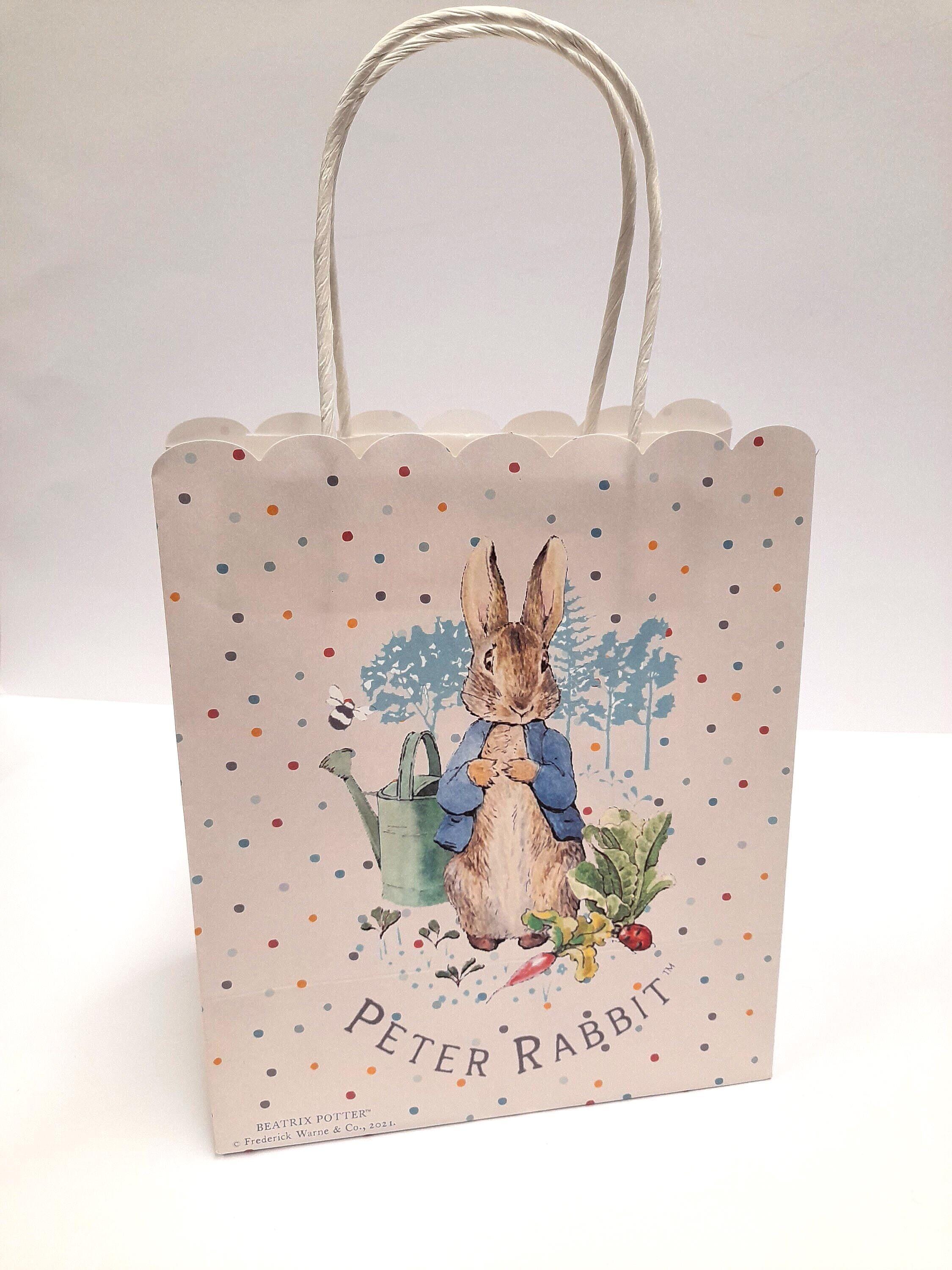 Peter rabbit beatrix potter paper gift bags. twist handles. size 17cm wide, 20cm tall, 10cm deep. officially licensed. singles or packs of 6
