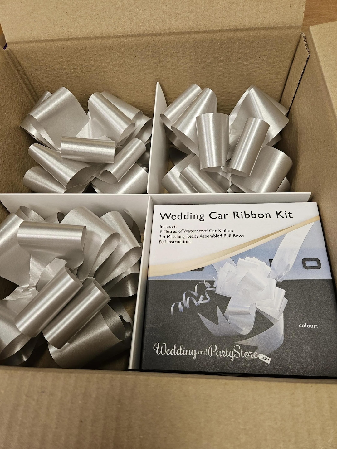 Silver Wedding Car Ribbon Kit: Waterproof Ribbon & Pull Bows - Etsy UK