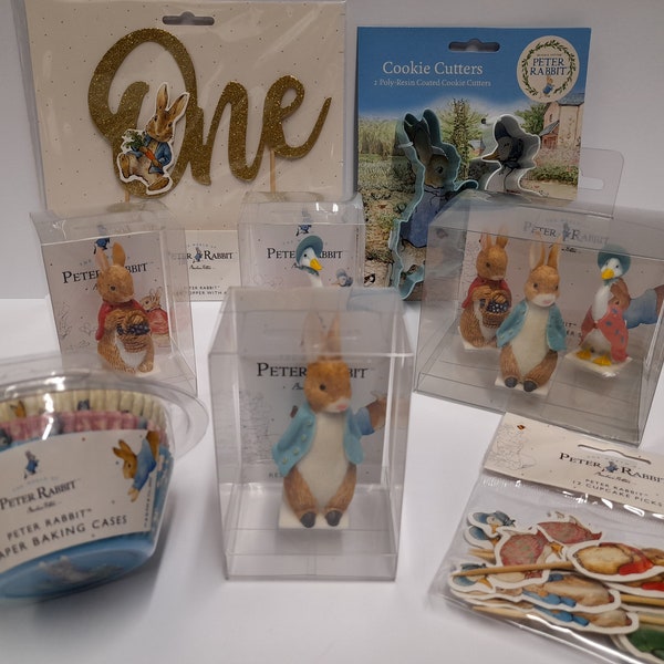 Toppers et piques pour gâteaux Peter Rabbit Beatrix Potter. Peter Rabbit, Flopsy Bunny, Jemima Puddle Duck et les 3 coffrets de luxe, objets de collection