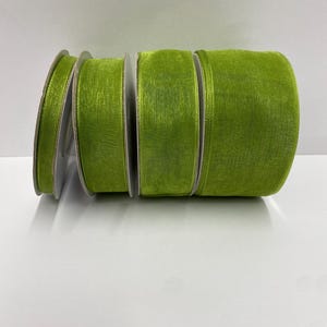 Green Organza Sheer Ribbon: 25m Rolls, Wedding Decor