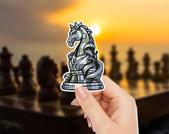 Knight Chess Piece Sticker | Water-Resistant Sticker For Laptops, Consoles, Planners, Notebooks, Journals | Size Options | Board Game Gift