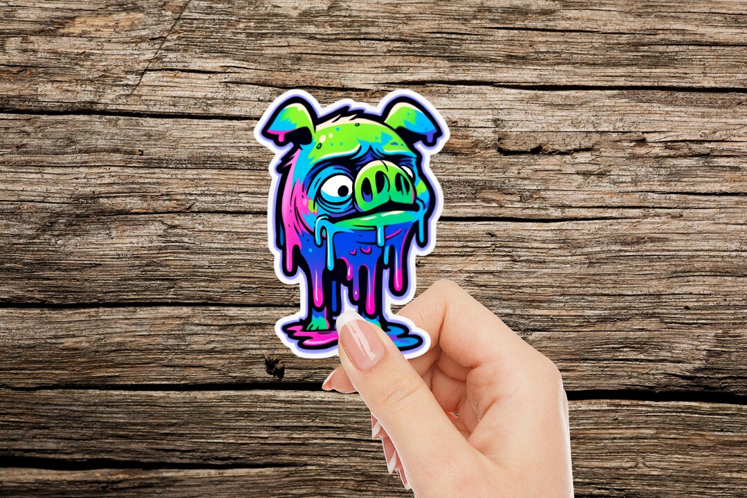 Psychedelic Melting Pig Sticker Water-resistant Vinyl Sticker Laptop ...