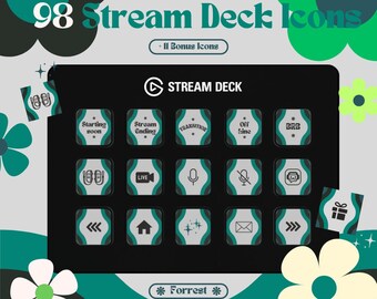98 Forrest GROOVY Stream Deck Icons | Streamer | Twitch | Discord | Youtube | Streaming Assets | Elgato | Green