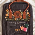 Sunflower Embroidered Kanken Backpack, Dandelion, Small Flower Embroidery Rucksack, Unique Custom Name Embroidered School Bag, Gift for Her product logo