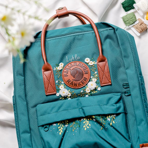Fjallraven Kanken Rose Embroidered Backpack | Custom Hand 