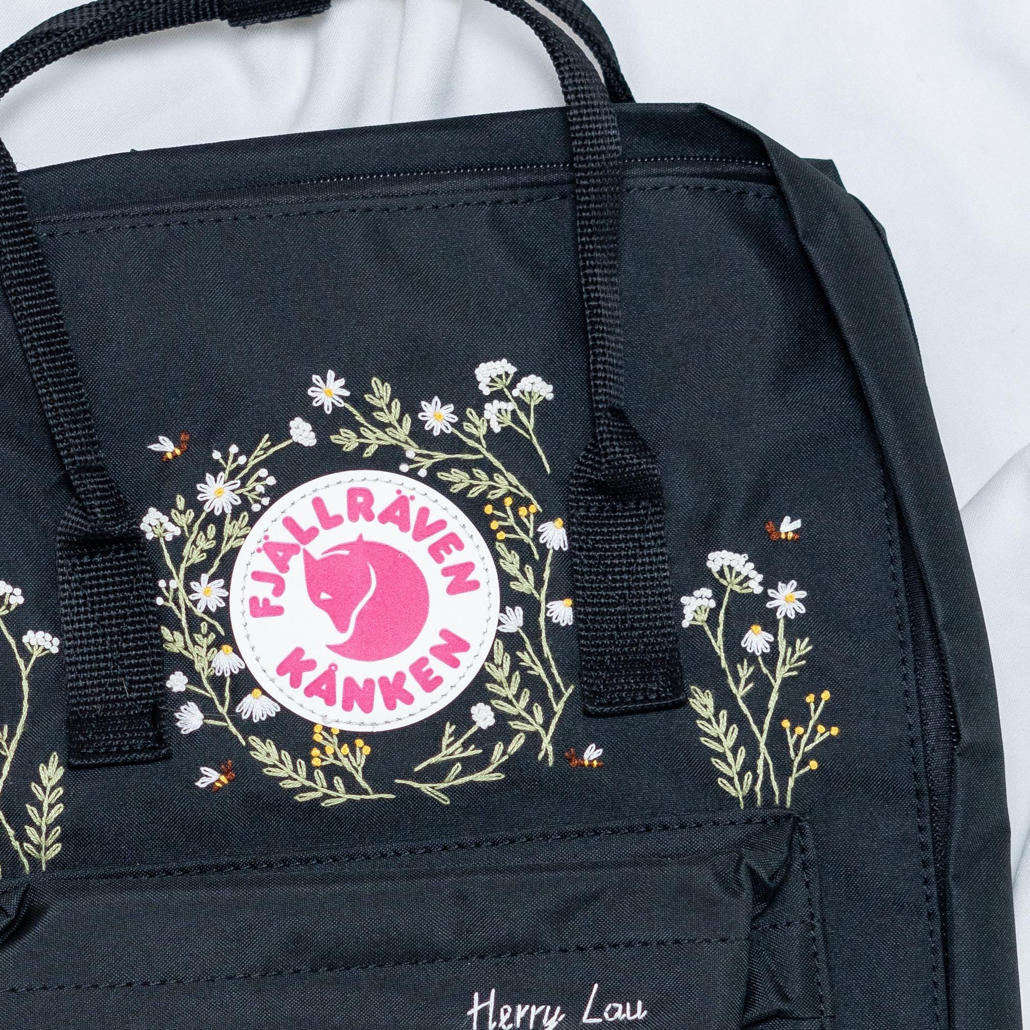 Fjallraven Kanken Bright Yellow Backpack with Embroidered Floral Accents Amazon.com: Fjallraven Kanken Art Special Edition Backpack  main image 3