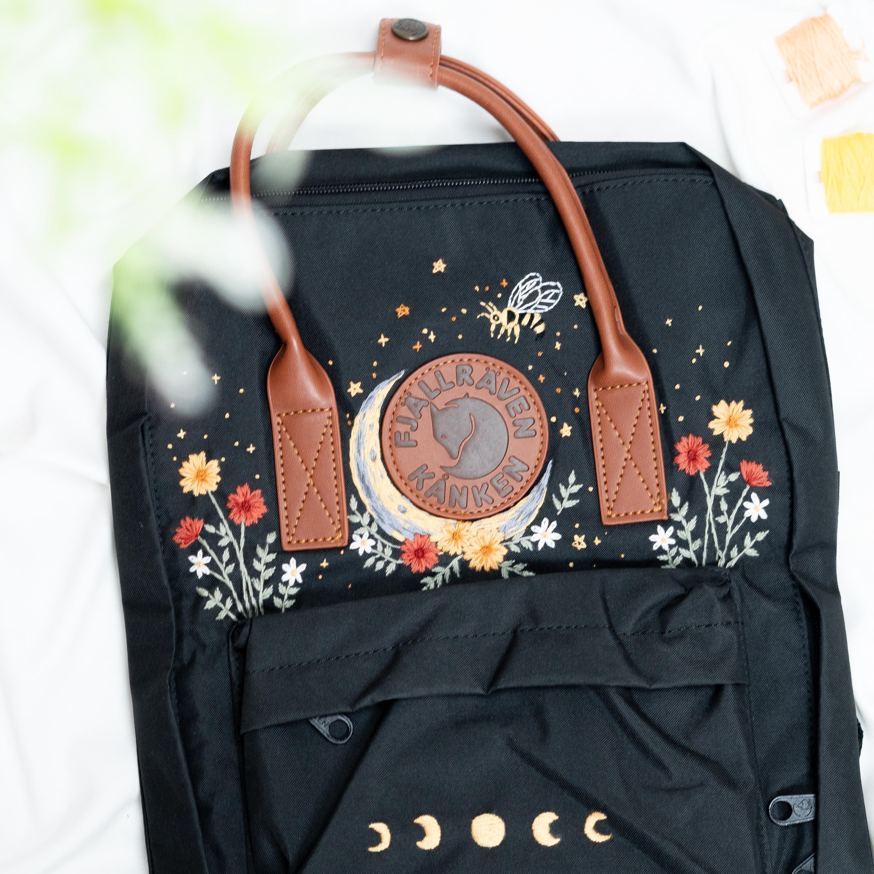 Fjallraven Kanken Backpack with Custom Hand Embroidered.? Kanken Backpack Embroidered With Lavender, Butterflies  main image 4