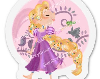 PRE-ORDER Rapunzel Vinyl Sticker for Water Bottles, Tablets – Cartoon Character Art