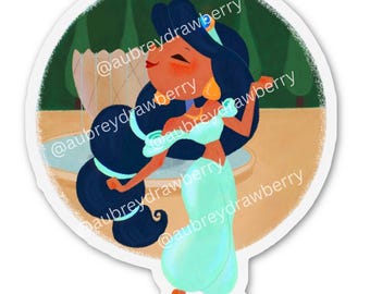 PRE-ORDER Jasmine Vinyl Sticker for Water Bottles, Tablets – Cartoon Character Art