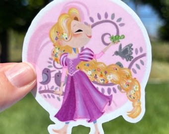 Rapunzel Vinyl Sticker for Water Bottles, Tablets – Cartoon Character Art