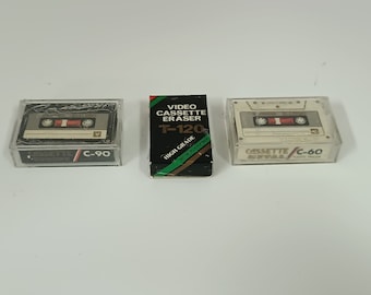 Vintage lot x3 Cassette Pencil Eraser New 80&#39;s