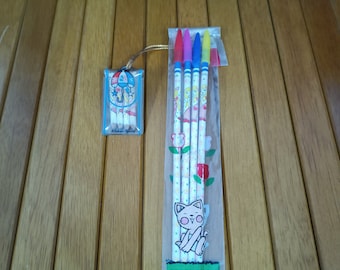 Vintage Ribbon Pencil + Small Pencil Set Made in Japan New 80&#39;s