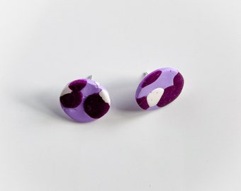 Flakey Stud Purple and Burgundy Earrings / Unique gift / Statement earring / Bridesmaid gift / Clay earring