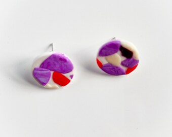 Textured Stud Purple Earrings / Unique gift / Statement earring / Bridesmaid gift / Clay earring