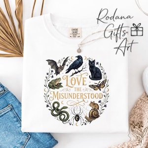 Love The Misunderstood PNG: Bat Raven Cat Snake Spider Moth Frog Graphic, Gothic Nature png, Halloween Clipart (Digital Download