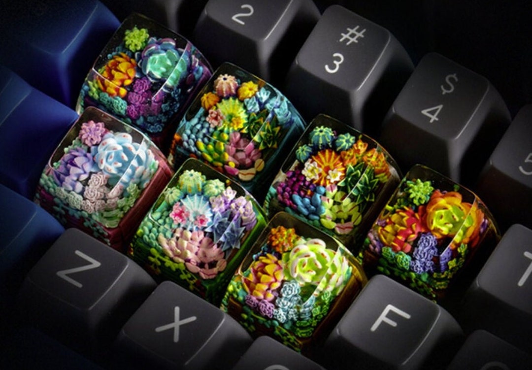 Flower Cute Artisan Resin Keycap, Custom Keycap Set Dwarf Factory Handmade Cute Flower Keycaps