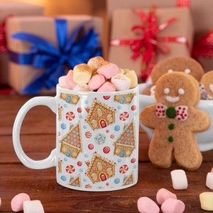 Gingerbread Houses Mug Christmas Coffee Mug Gift Gingerbread House Mugs 11 or 15 oz Cute Christmas Mug Holiday Mug Gift for Grandma Gift