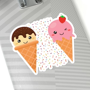 Happy Ice Cream Cones Sticker Happy Ice Cream Cones with Sprinkle Stickers Kawaii Sticker Gifts for Water Bottle Sticker Gifts for Girls