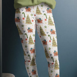 Christmas Leggings for Girls Christmas Tree Yoga Pants Fun Womens Leggings White Yoga Pants for Christmas Gift for Teen Festive Clothing